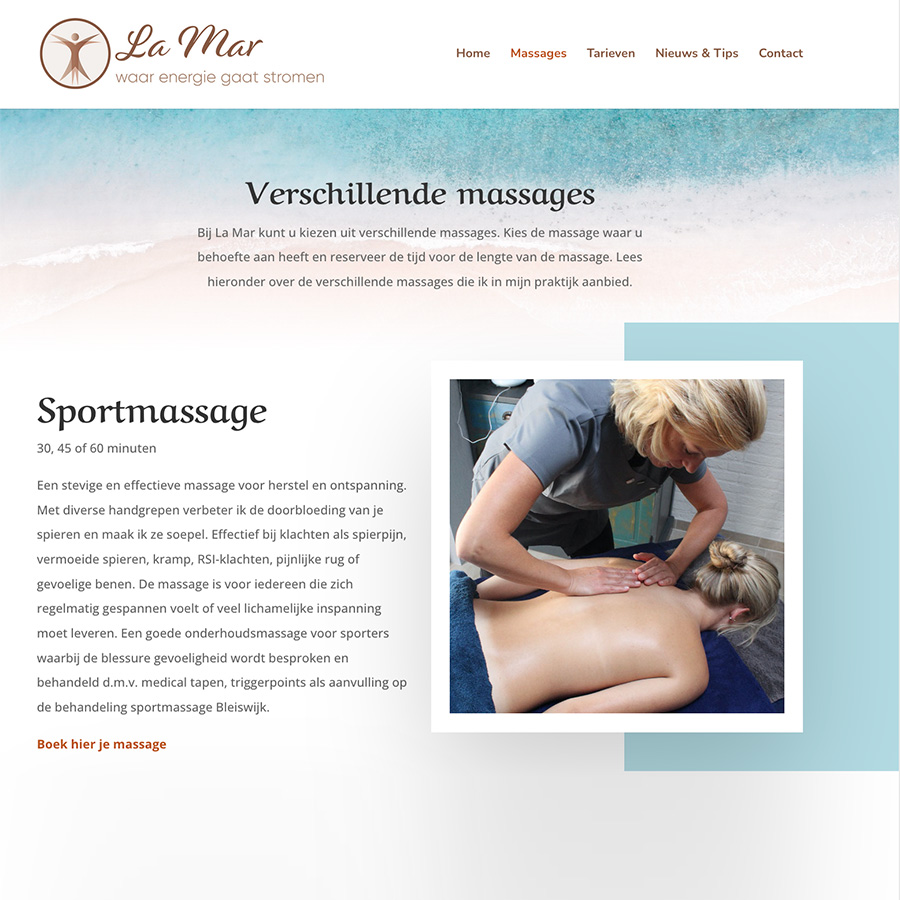 New web design for masseuse